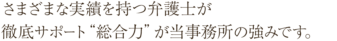 さまざまな実績を持つ弁護士が徹底サポート“総合力”が当事務所の強みです。